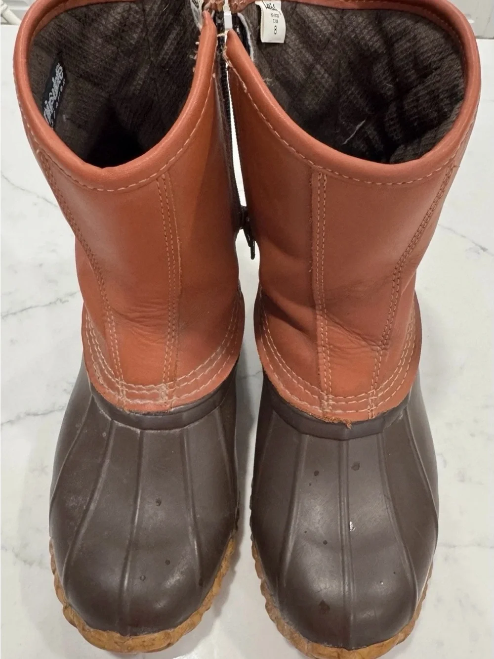 Cabela's Tan and Dark Brown Women's Waterproof Zip Duck Boots Size 8